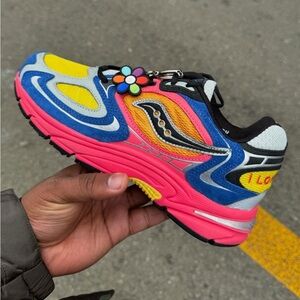 Saucony Vibrant Yellow and Blue Sneakers Athletic Style